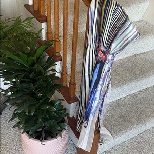 Cynthia Rowley Elegant Striped Scarf / Hair Wrap